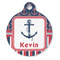 Nautical Anchors & Stripes Round Pet ID Tag - Large - Front
