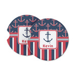 Nautical Anchors & Stripes Sandstone Car Coasters (Personalized)