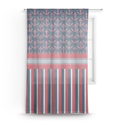 Nautical Anchors & Stripes Sheer Curtain - 50"x84"