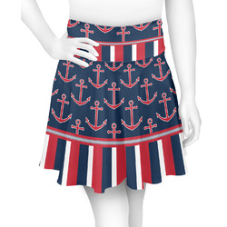 Nautical Anchors & Stripes Skater Skirt - X Large