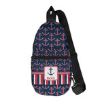 Nautical Anchors & Stripes Sling Bag (Personalized)