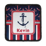 Nautical Anchors & Stripes Iron On Square Patch w/ Name or Text