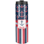 Nautical Anchors & Stripes Stainless Steel Skinny Tumbler - 20 oz (Personalized)