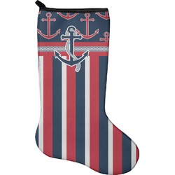 Nautical Anchors & Stripes Holiday Stocking - Single-Sided - Neoprene