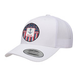 Nautical Anchors & Stripes Trucker Hat - White (Personalized)