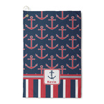 Nautical Anchors & Stripes Waffle Weave Golf Towel (Personalized)