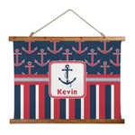 Nautical Anchors & Stripes Wall Hanging Tapestry - Wide (Personalized)