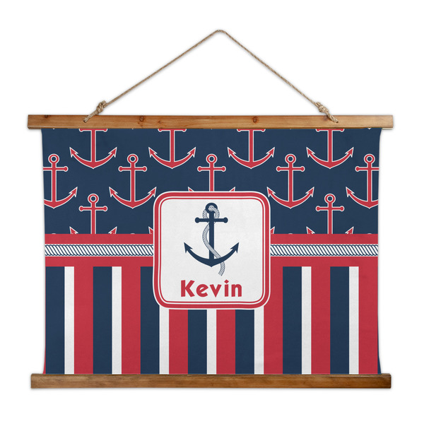 Custom Nautical Anchors & Stripes Wall Hanging Tapestry - Wide (Personalized)