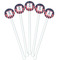 Nautical Anchors & Stripes White Plastic 5.5" Stir Stick - Fan View