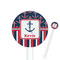 Nautical Anchors & Stripes White Plastic 5.5" Stir Stick - Round - Closeup