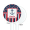 Nautical Anchors & Stripes White Plastic 5.5" Stir Stick - Single Sided - Round - Front & Back