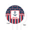 Nautical Anchors & Stripes White Plastic 6" Food Pick - Round - Single Sided - Front & Back