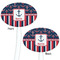 Nautical Anchors & Stripes White Plastic 7" Stir Stick - Double Sided - Oval - Front & Back