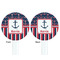 Nautical Anchors & Stripes White Plastic 7" Stir Stick - Double Sided - Round - Front & Back