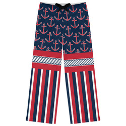 Nautical Anchors & Stripes Womens Pajama Pants - XL