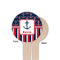 Nautical Anchors & Stripes Wooden 4" Food Pick - Round - Single Sided - Front & Back