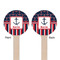 Nautical Anchors & Stripes Wooden 6" Stir Stick - Round - Double Sided - Front & Back