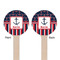 Nautical Anchors & Stripes Wooden 7.5" Stir Stick - Round - Double Sided - Front & Back