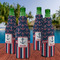 Nautical Anchors & Stripes Zipper Bottle Cooler - Set of 4 - LIFESTYLE