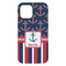 Nautical Anchors & Stripes iPhone 15 Plus Tough Case - Back