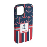 Nautical Anchors & Stripes iPhone Case - Rubber Lined - iPhone 15 (Personalized)