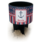 Nautical Anchors & Stripes Black Beach Spiker Drink Holder (Personalized)