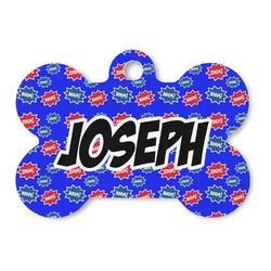 Superhero Bone Shaped Dog ID Tag - Large (Personalized)