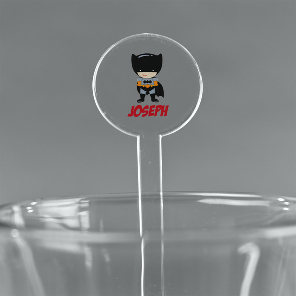 Custom Superhero 7" Round Plastic Stir Sticks - Clear (Personalized)