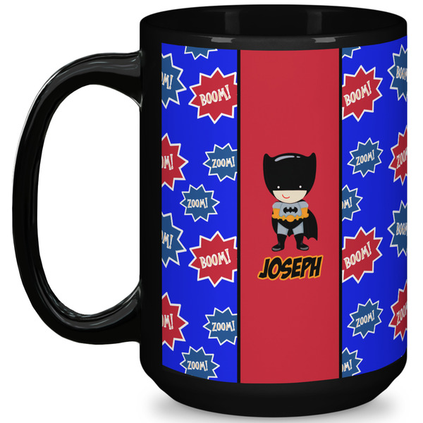 Custom Superhero 15 Oz Coffee Mug - Black (Personalized)