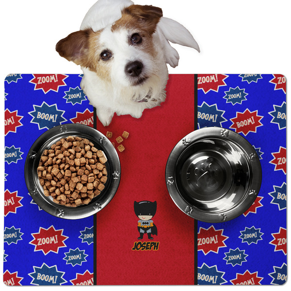 Custom Superhero Dog Food Mat - Medium w/ Name or Text