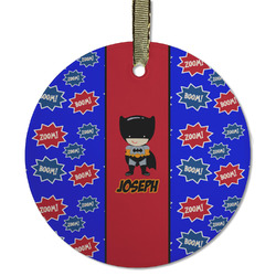 Superhero Flat Glass Ornament - Round w/ Name or Text