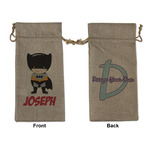 Superhero Large Burlap Gift Bag - Front & Back (Personalized)