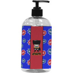 Superhero Plastic Soap / Lotion Dispenser (16 oz - Large - Black) (Personalized)