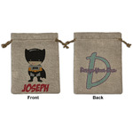 Superhero Medium Burlap Gift Bag - Front & Back (Personalized)