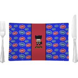 Superhero Glass Rectangular Lunch / Dinner Plate (Personalized)