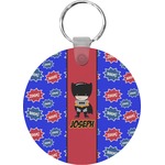 Superhero Round Plastic Keychain (Personalized)