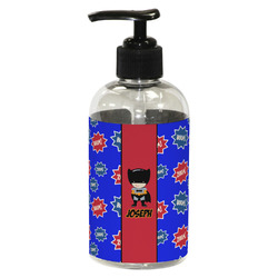 Superhero Plastic Soap / Lotion Dispenser (8 oz - Small - Black) (Personalized)