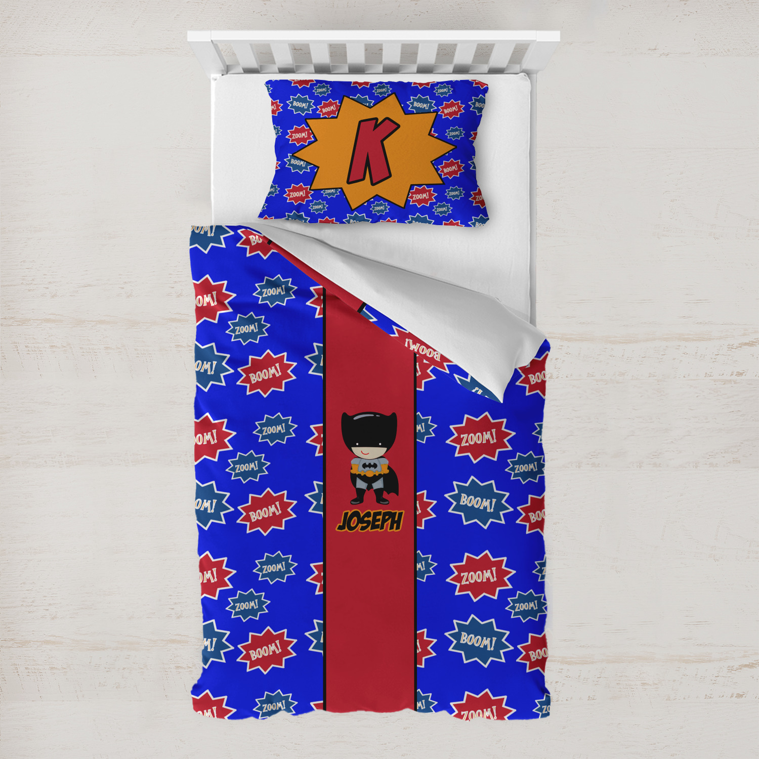 Superhero Toddler Bedding Set w/ Name or Text - YouCustomizeIt