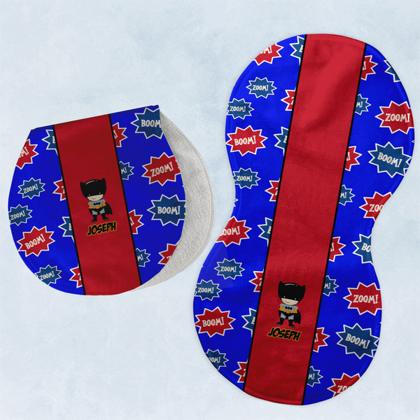 Custom Superhero Burp Pads - Velour - Set of 2 w/ Name or Text