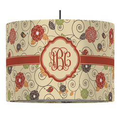 Fall Flowers 16" Drum Pendant Lamp - Fabric (Personalized)