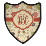 Fall Flowers Iron On Shield Patch B w/ Monogram