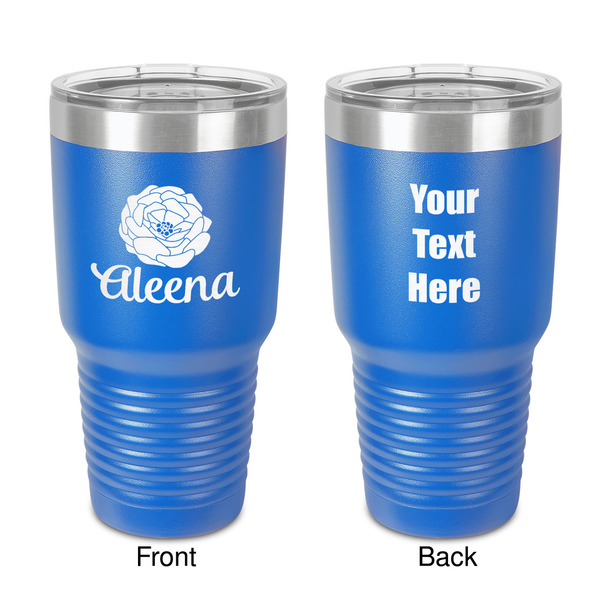 Custom Fall Flowers 30 oz Stainless Steel Tumbler - Royal Blue - Double-Sided (Personalized)