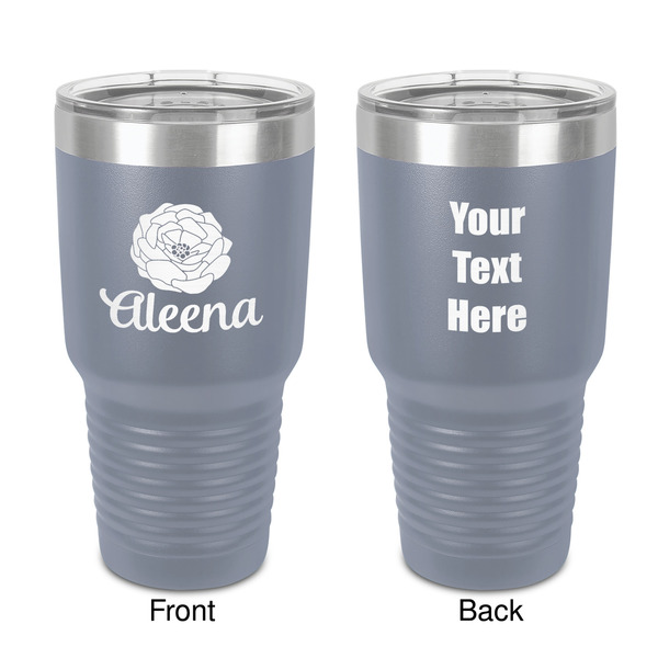 Custom Fall Flowers 30 oz Stainless Steel Tumbler - Grey - Double-Sided (Personalized)