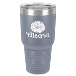 Fall Flowers 30 oz Stainless Steel Tumbler - Grey - Single-Sided (Personalized)