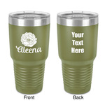 Fall Flowers 30 oz Stainless Steel Tumbler - Olive - Double-Sided (Personalized)