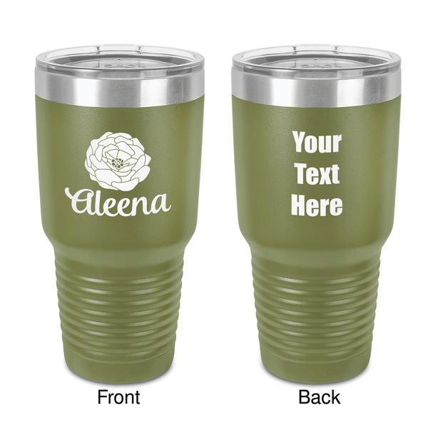 Custom Fall Flowers 30 oz Stainless Steel Tumbler - Olive - Double-Sided (Personalized)