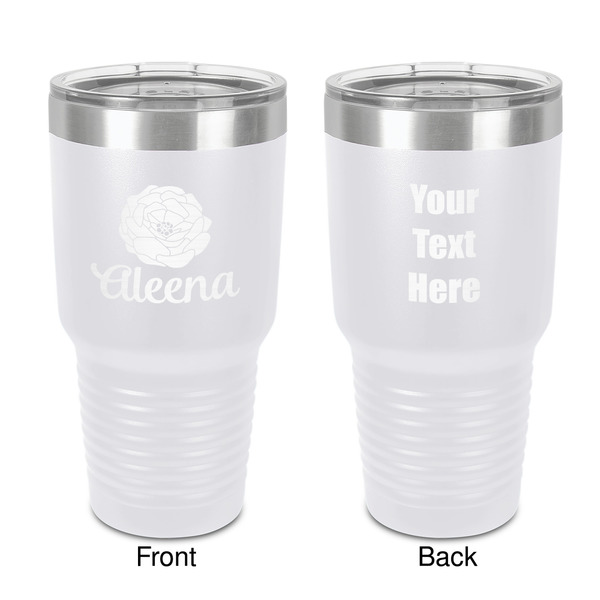 Custom Fall Flowers 30 oz Stainless Steel Tumbler - White - Double-Sided (Personalized)