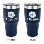 Fall Flowers 30 oz Stainless Steel Tumbler - Navy - Double Sided (Personalized)