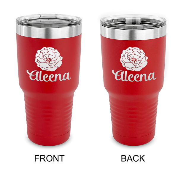 Custom Fall Flowers 30 oz Stainless Steel Tumbler - Red - Double Sided (Personalized)