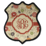 Fall Flowers Iron On Shield Patch C w/ Monogram